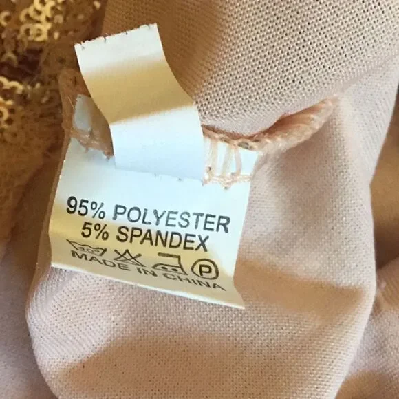 NWOT long sleeved dress with nude underlay & rose gold sequins throughout SM - Picture 13 of 14